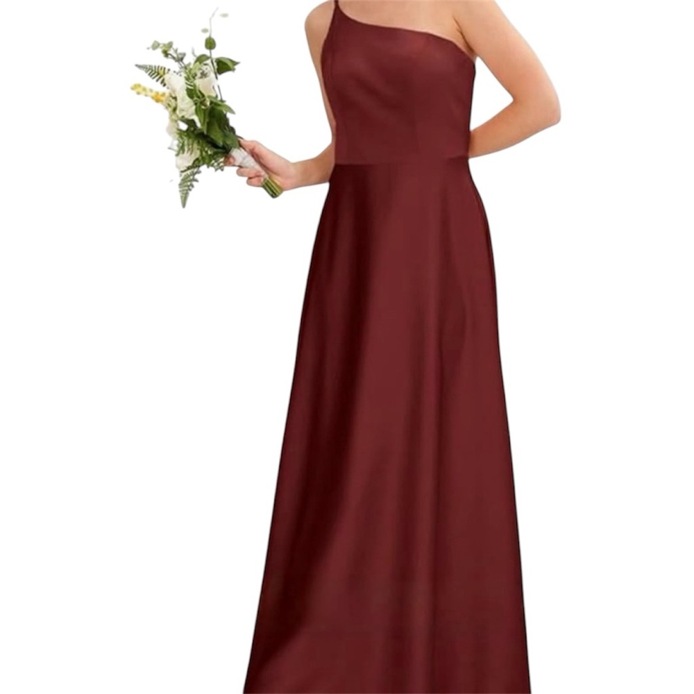 Elegant Burgundy One-Shoulder Long Dress